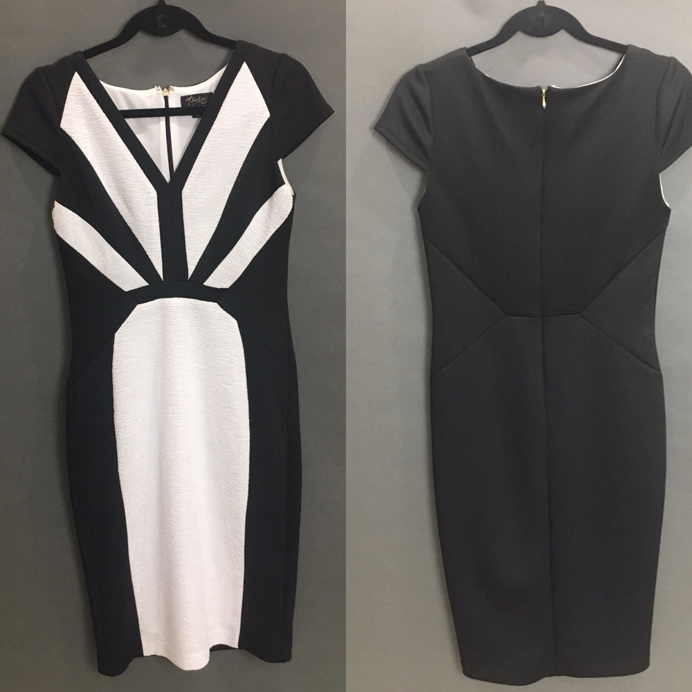 Super flattering black and white sheath